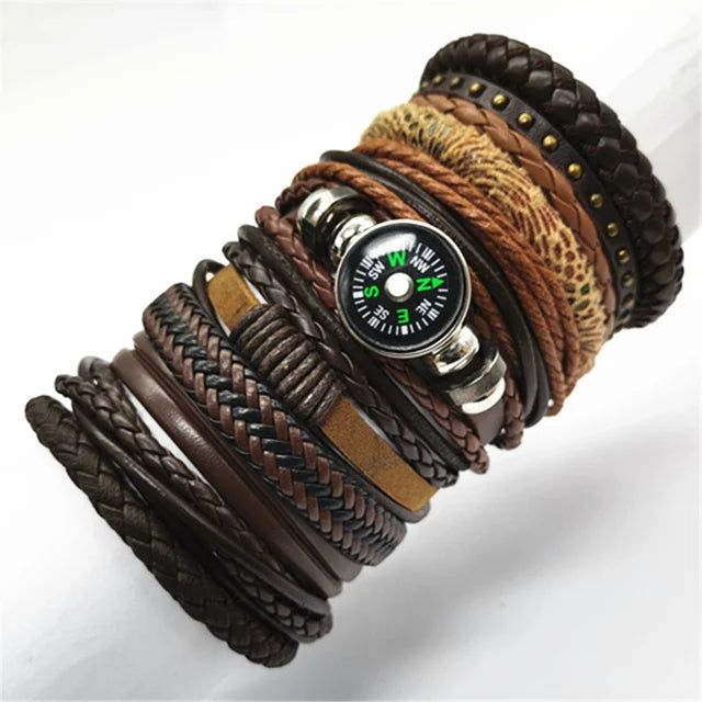 Black leather bracelet set – The Crew