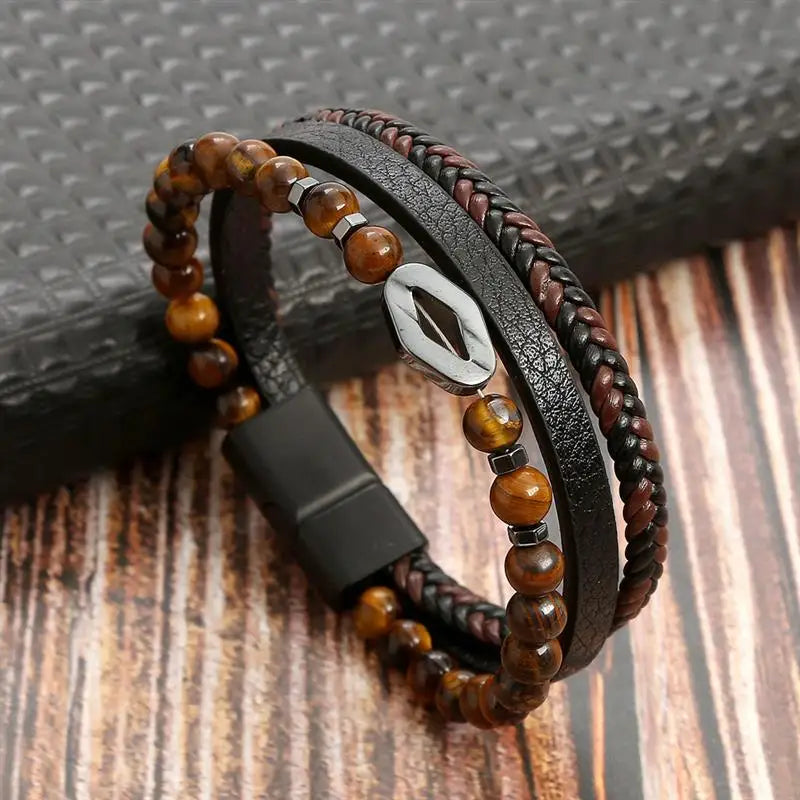 Classic Woven Leather Bracelet – Stylish & Durable – The Crew