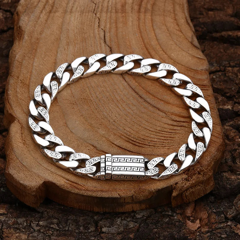Unisex Vintage Fortune S925 Silver Cuban Bracelet