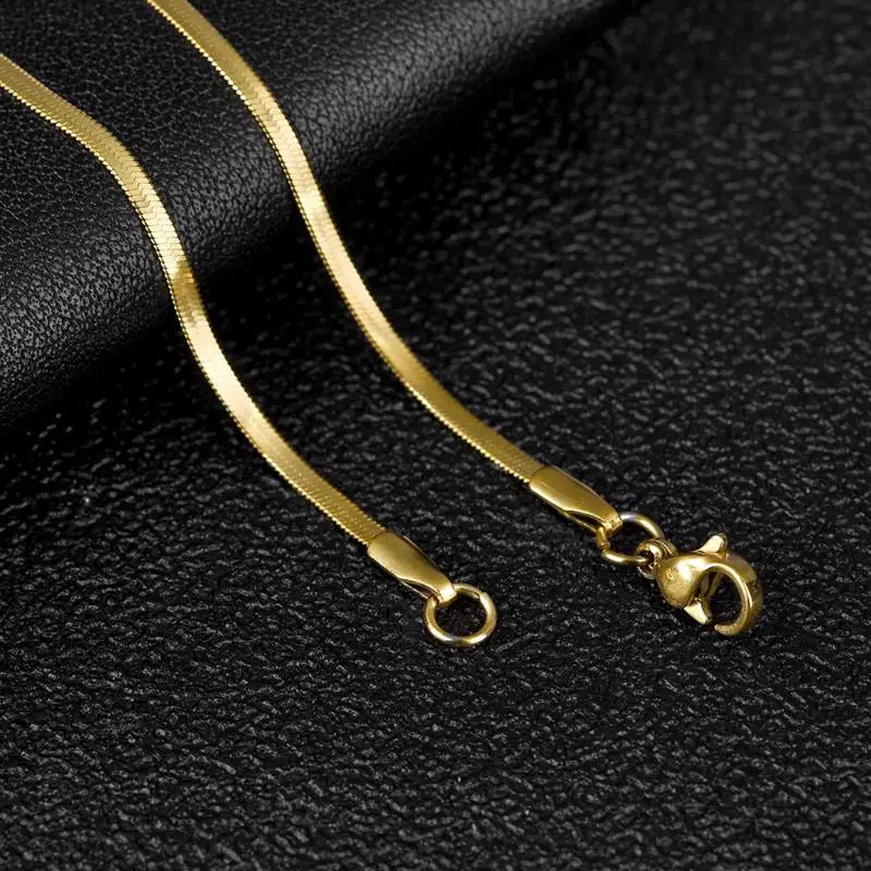 Stainless Steel Herringbone Necklace – Durable & Stylish – The Crew