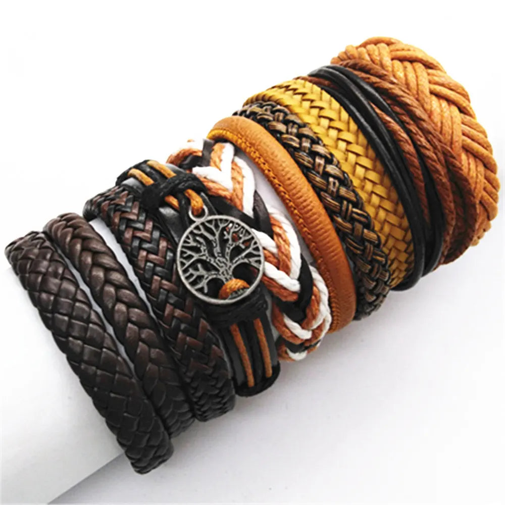 Set of 10 Leather Bracelets – Stylish & Versatile – The Crew