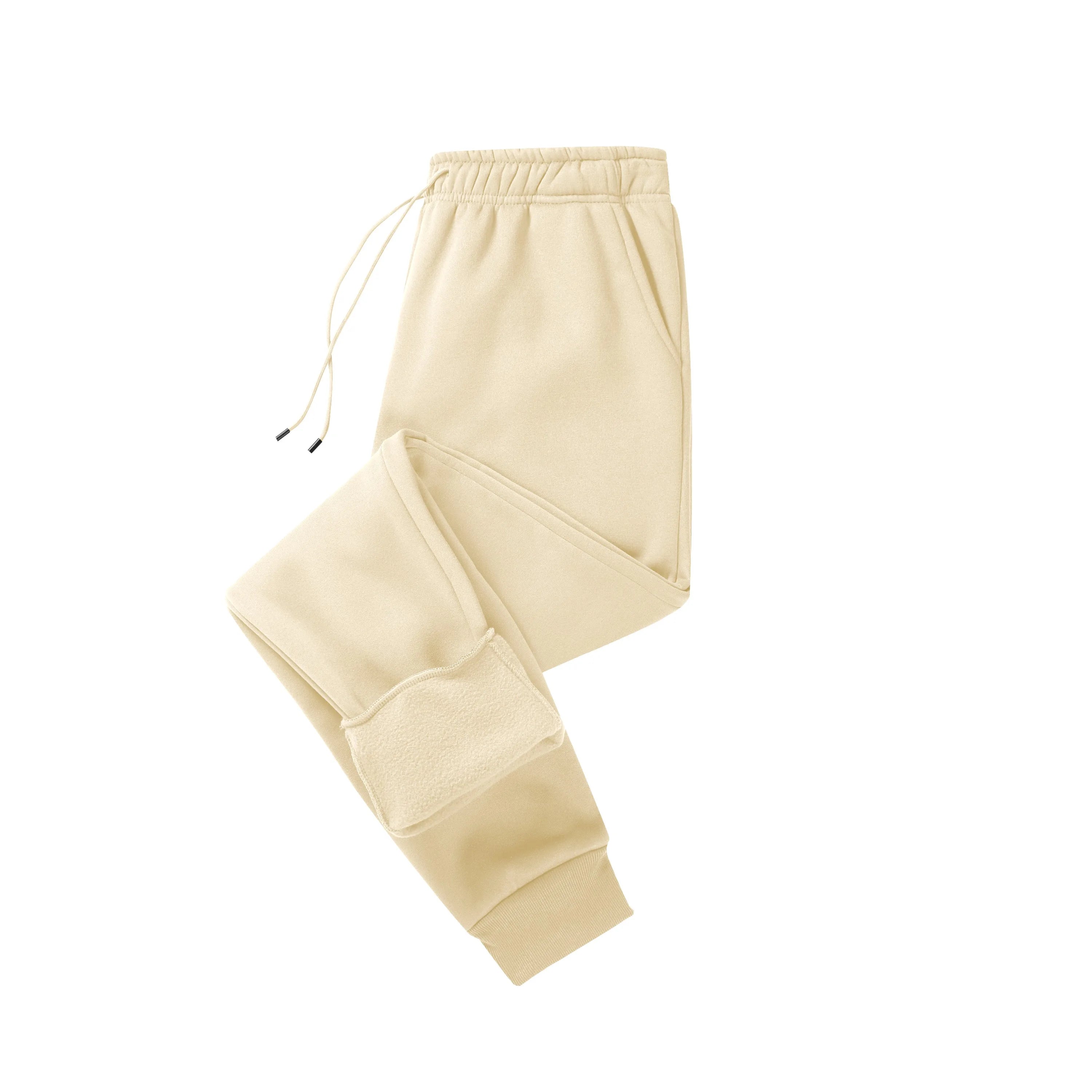 Beige Men’s Fleece Jogger Pants Elastic Waist – The Crew