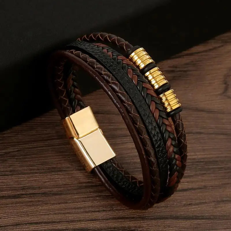 Classic Woven Leather Bracelet – Stylish & Durable – The Crew