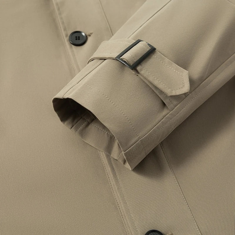 Men’s British Style Windbreaker Long Business Casual Coat - The Crew