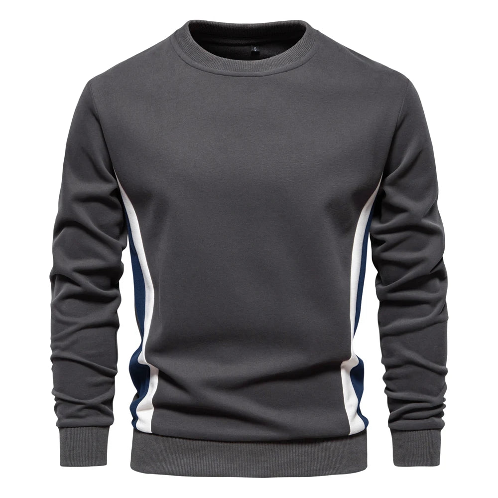 Dark gray patchwork sweatshirt men front – The Crew
