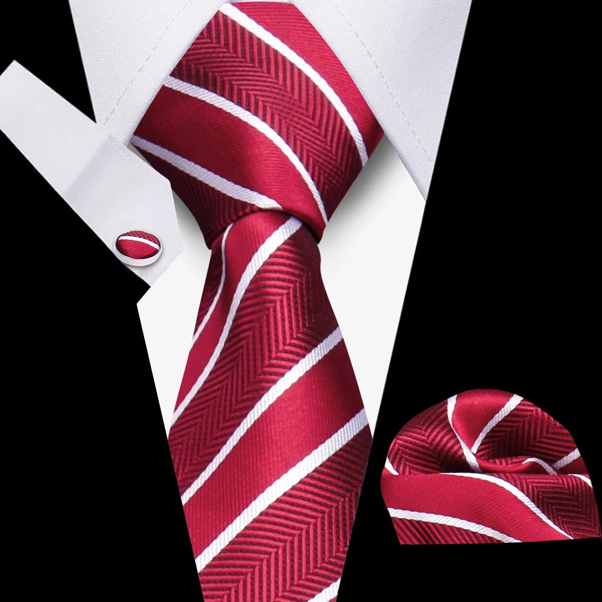 Men’s 3 - Piece Plaid Tie Set with Cufflinks & Hanky - The Crew