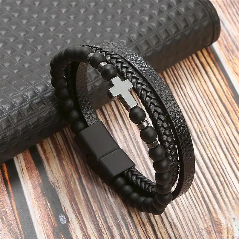 Classic Woven Leather Bracelet – Stylish & Durable – The Crew