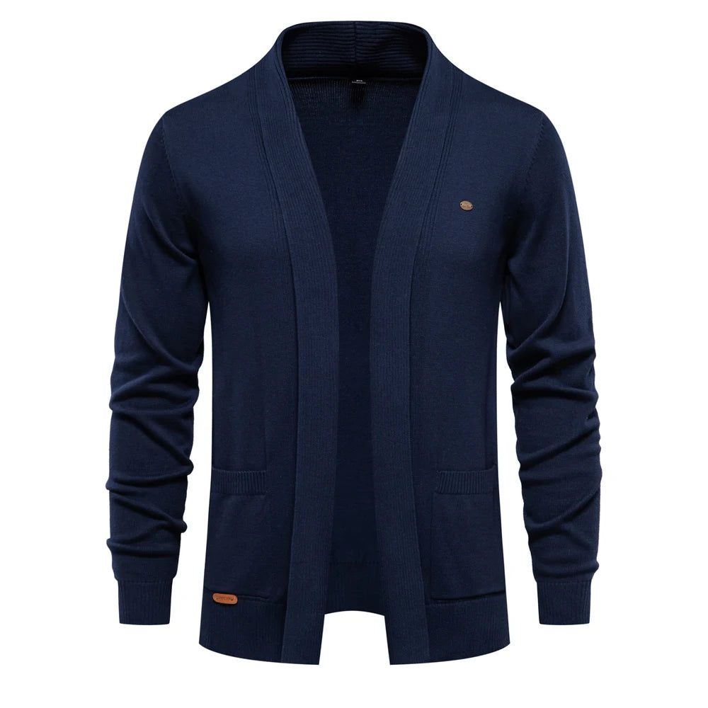 Men’s Navy Cotton Winter Cardigan – The Crew