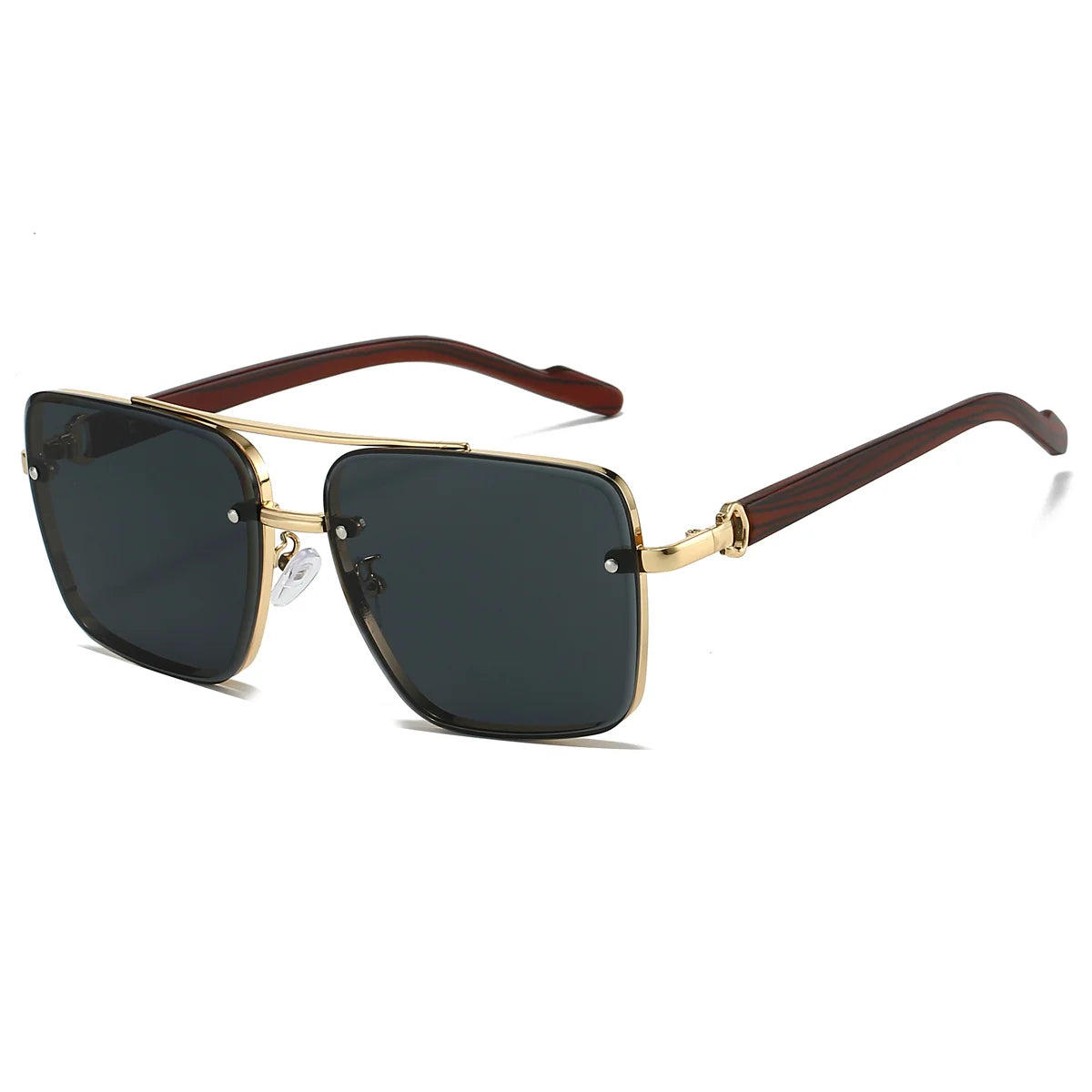 Women’s Retro Square Metal Double-Bridge Sunglasses