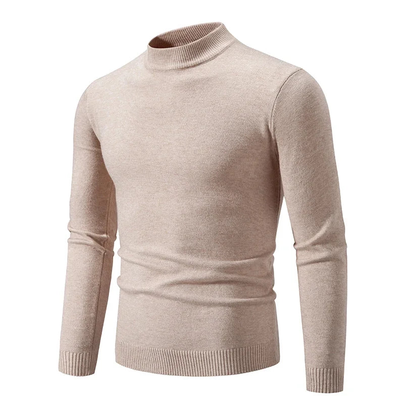 Beige Men’s Mock Neck Cozy Sweater – The Crew
