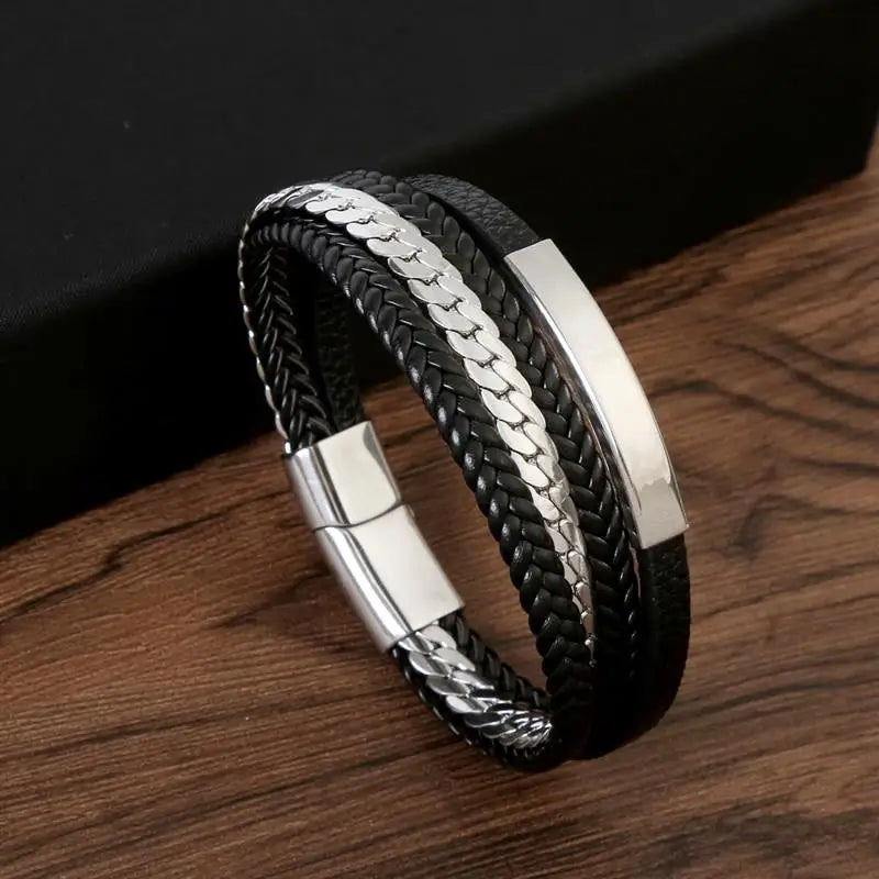 Leather & Stainless Steel Bracelet – Stylish & Durable – The Crew