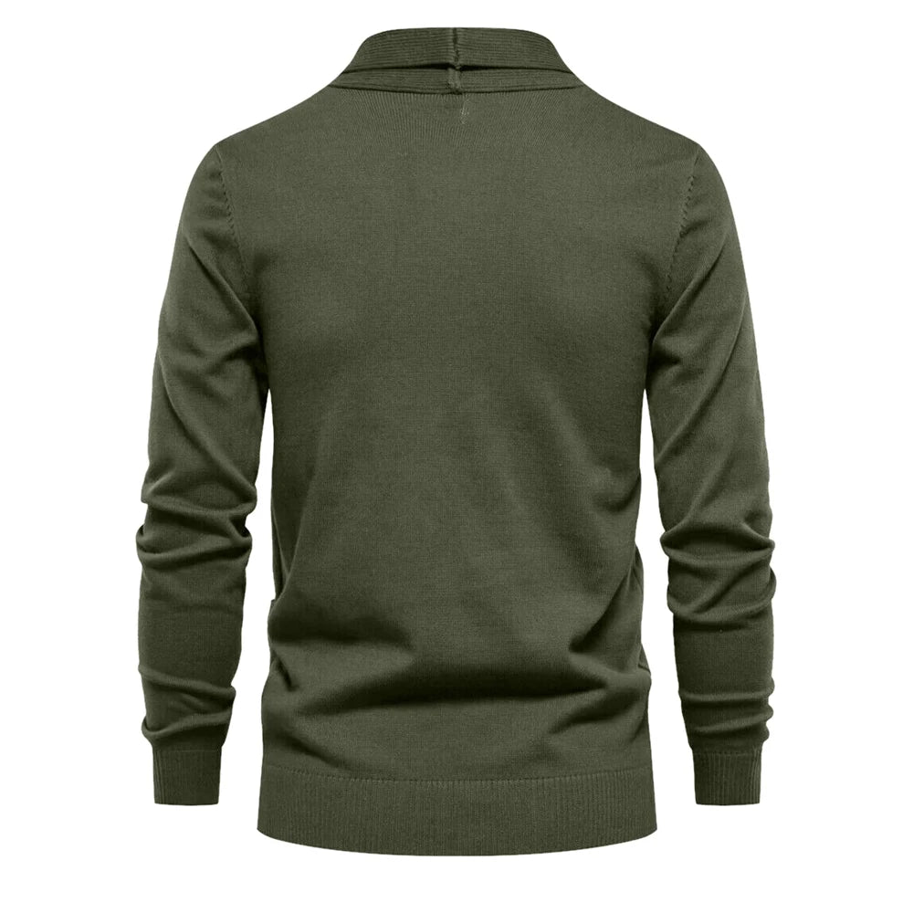 Men’s Olive Green Cotton Winter Cardigan – The Crew