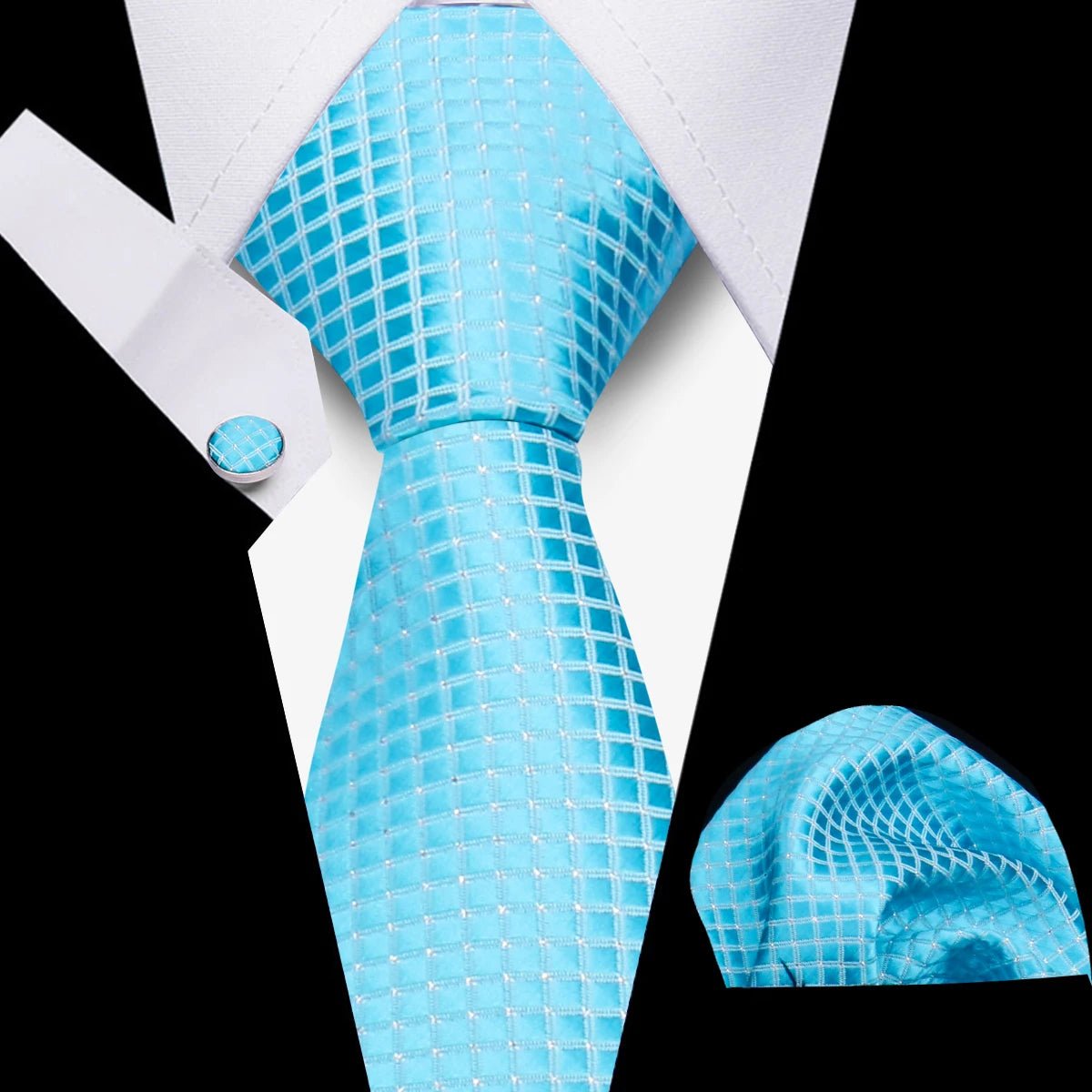 Men’s 3 - Piece Plaid Tie Set with Cufflinks & Hanky - The Crew