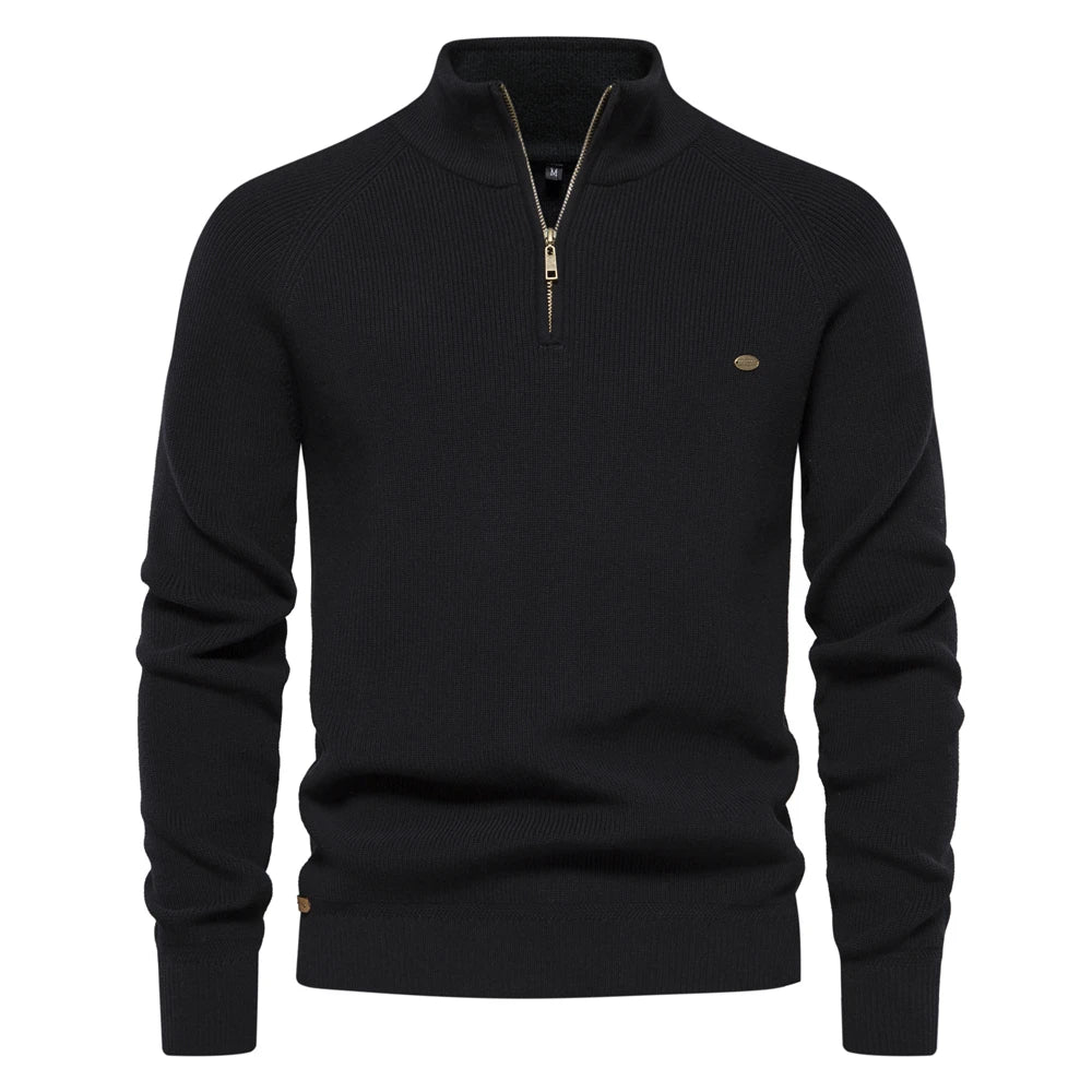 Men’s Black Cotton Zip Up Cardigan – The Crew
