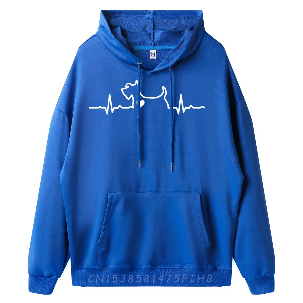 Blue Scottie Dog Heartbeat Hoodie Men – The Crew