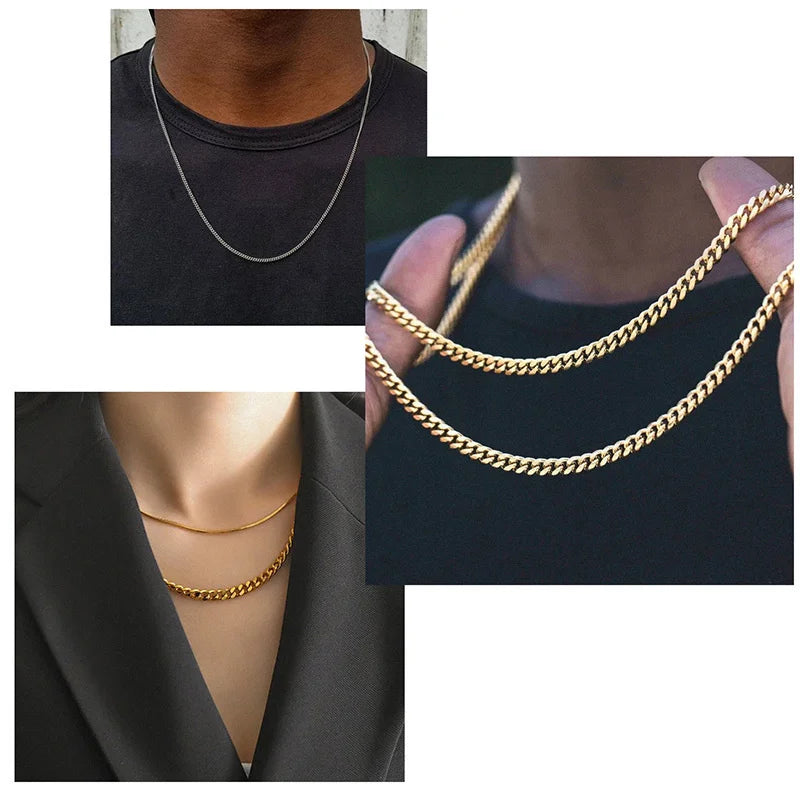 Unisex Cuban Chain Necklace – Stainless Steel & Stylish – The Crew