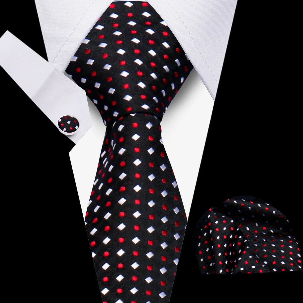 Men’s 3 - Piece Plaid Tie Set with Cufflinks & Hanky - The Crew