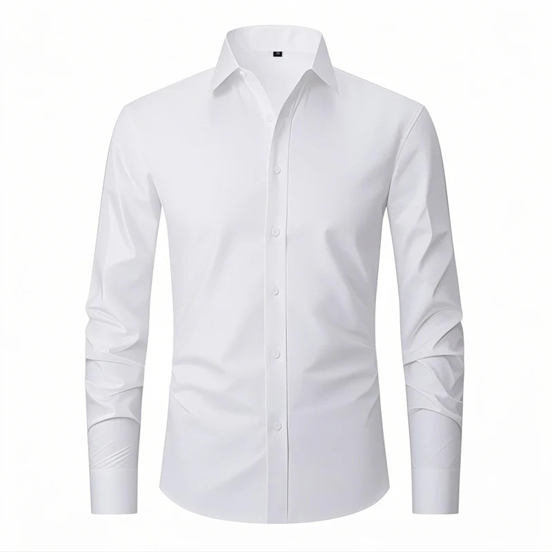 White slim fit dress shirt men classic formal – The Crew