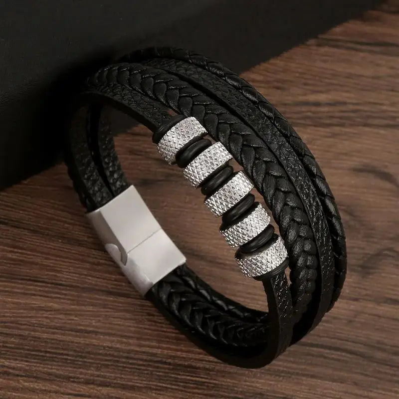 Classic Woven Leather Bracelet – Stylish & Durable – The Crew