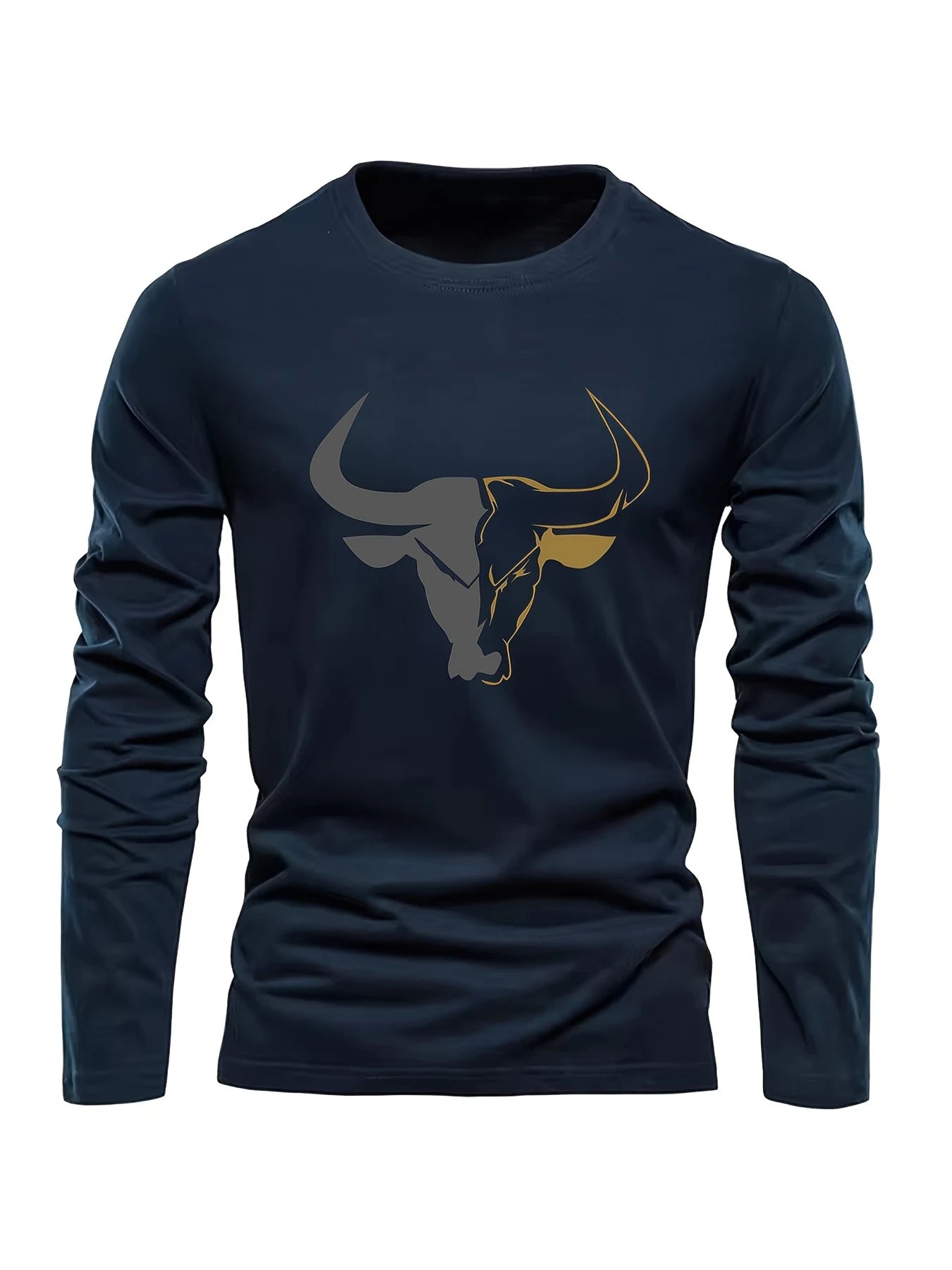 Navy Blue Bull Print Men’s T-Shirt – The Crew