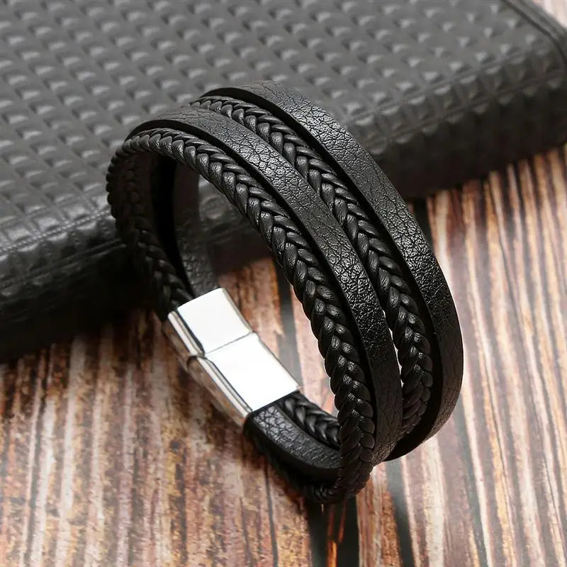 Classic Woven Leather Bracelet – Stylish & Durable – The Crew