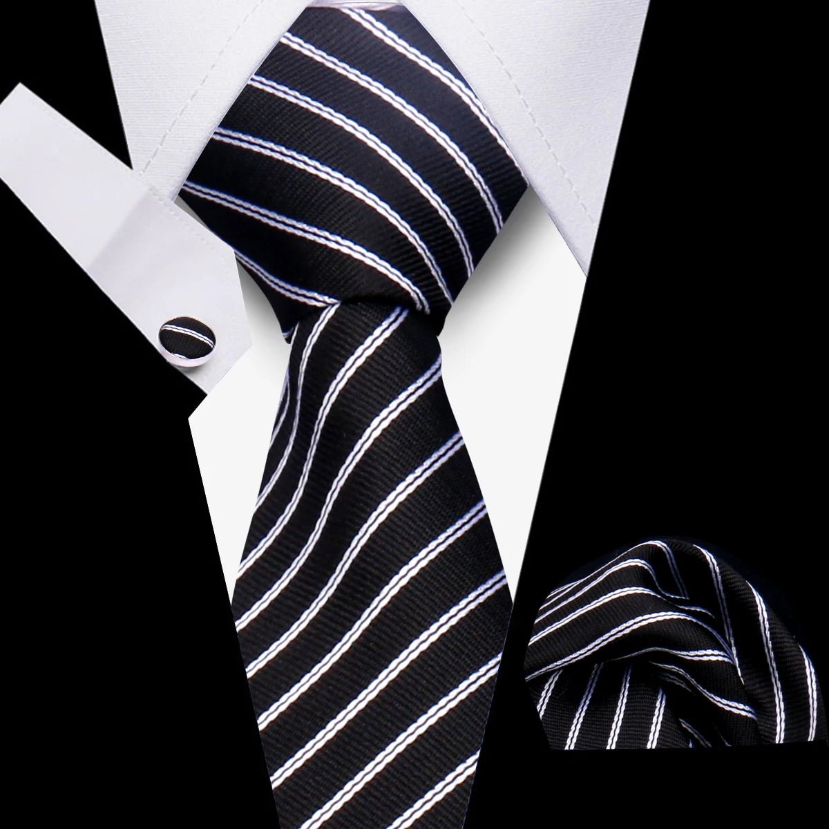 Men’s 3 - Piece Plaid Tie Set with Cufflinks & Hanky - The Crew