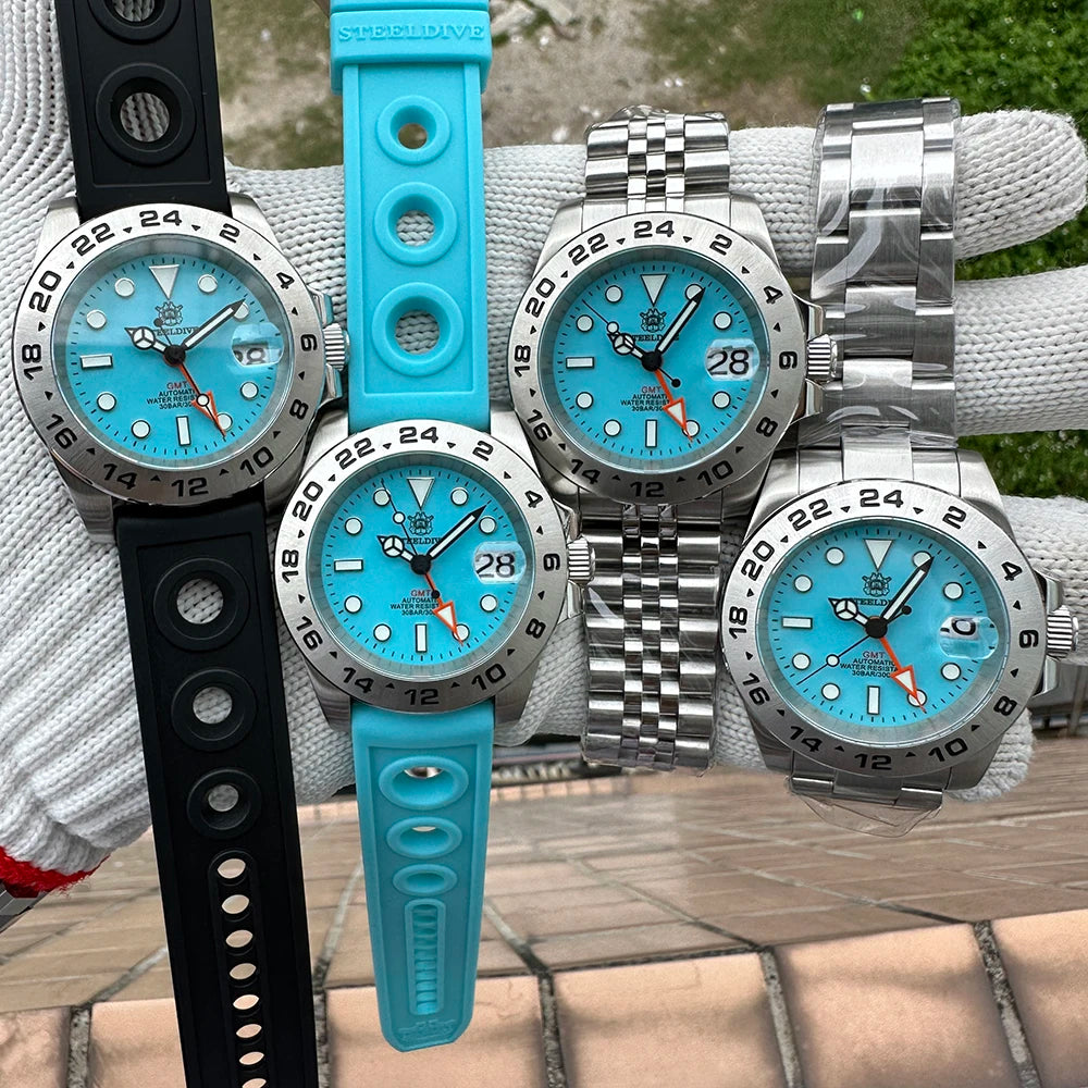 STEELDIVE SD1992 turquoise dial group display – The Crew