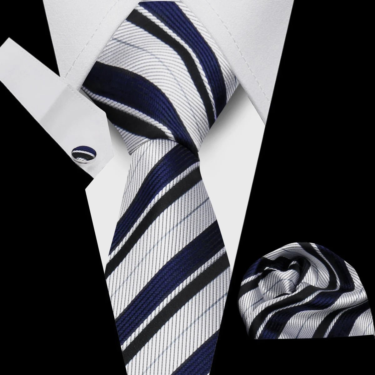 Men’s 3 - Piece Plaid Tie Set with Cufflinks & Hanky - The Crew