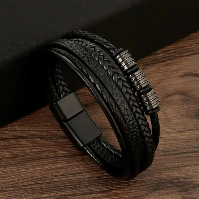 Classic Woven Leather Bracelet – Stylish & Durable – The Crew