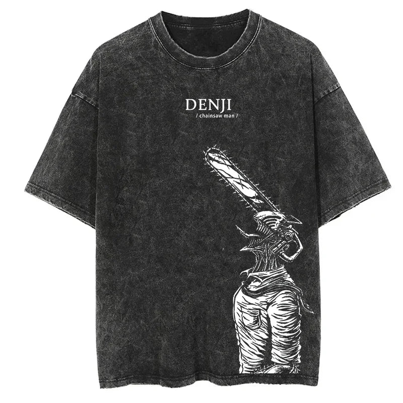 Men’s Makima Chainsaw Man Vintage Tee Black Front View – The Crew
