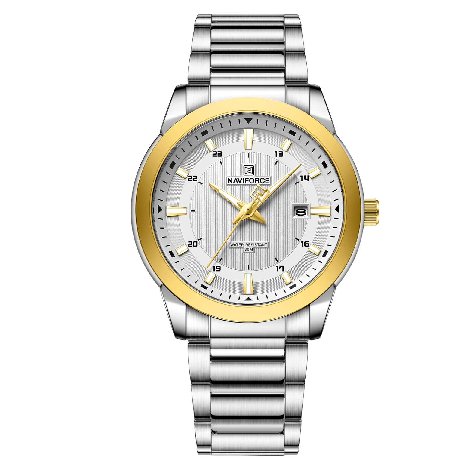 NAVIFORCE NF8029 Silver Dial Gold Accent – The Crew