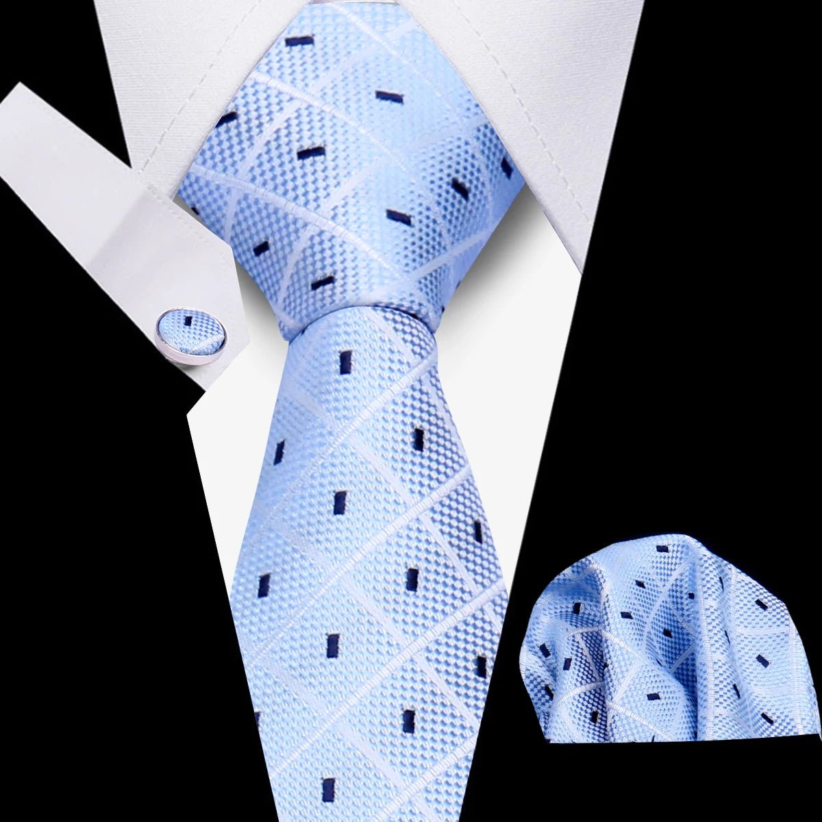Men’s 3 - Piece Plaid Tie Set with Cufflinks & Hanky - The Crew