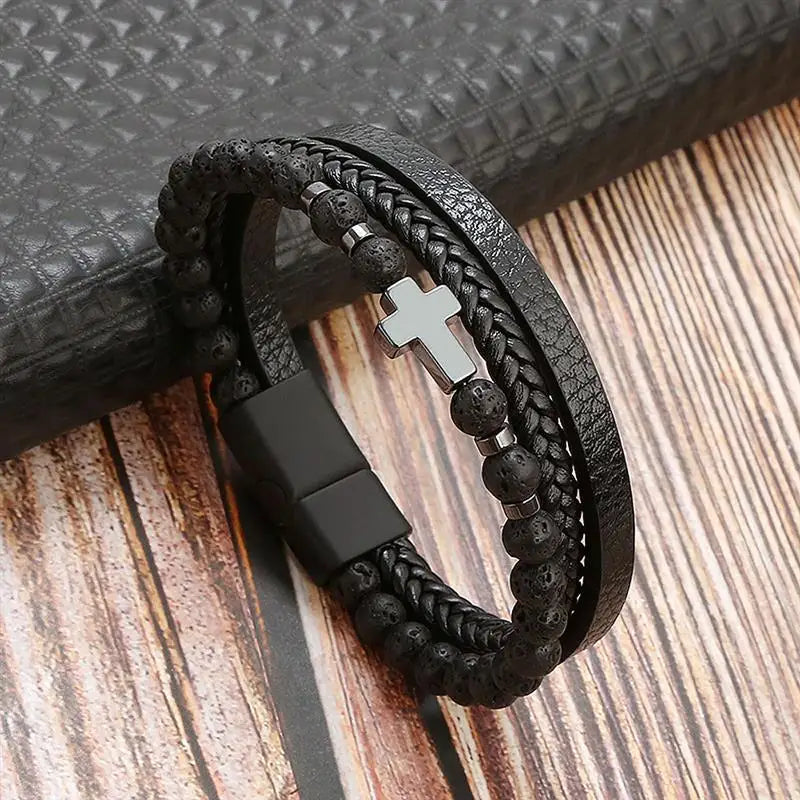 Classic Woven Leather Bracelet – Stylish & Durable – The Crew