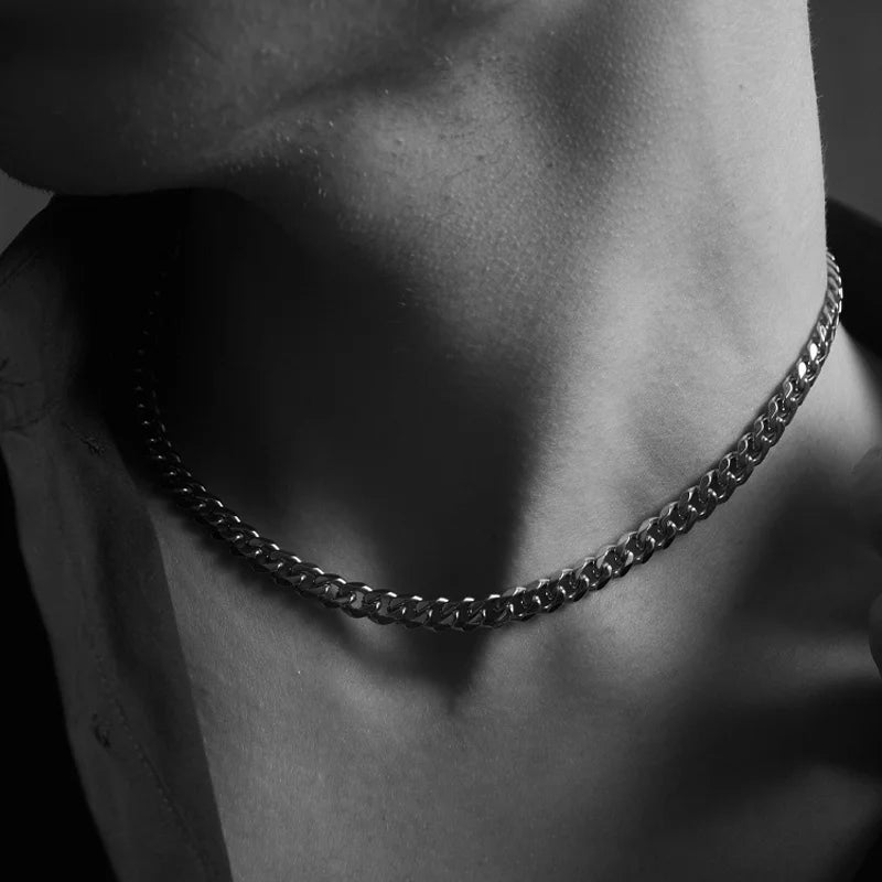 Unisex Cuban Chain Necklace – Stainless Steel & Stylish – The Crew