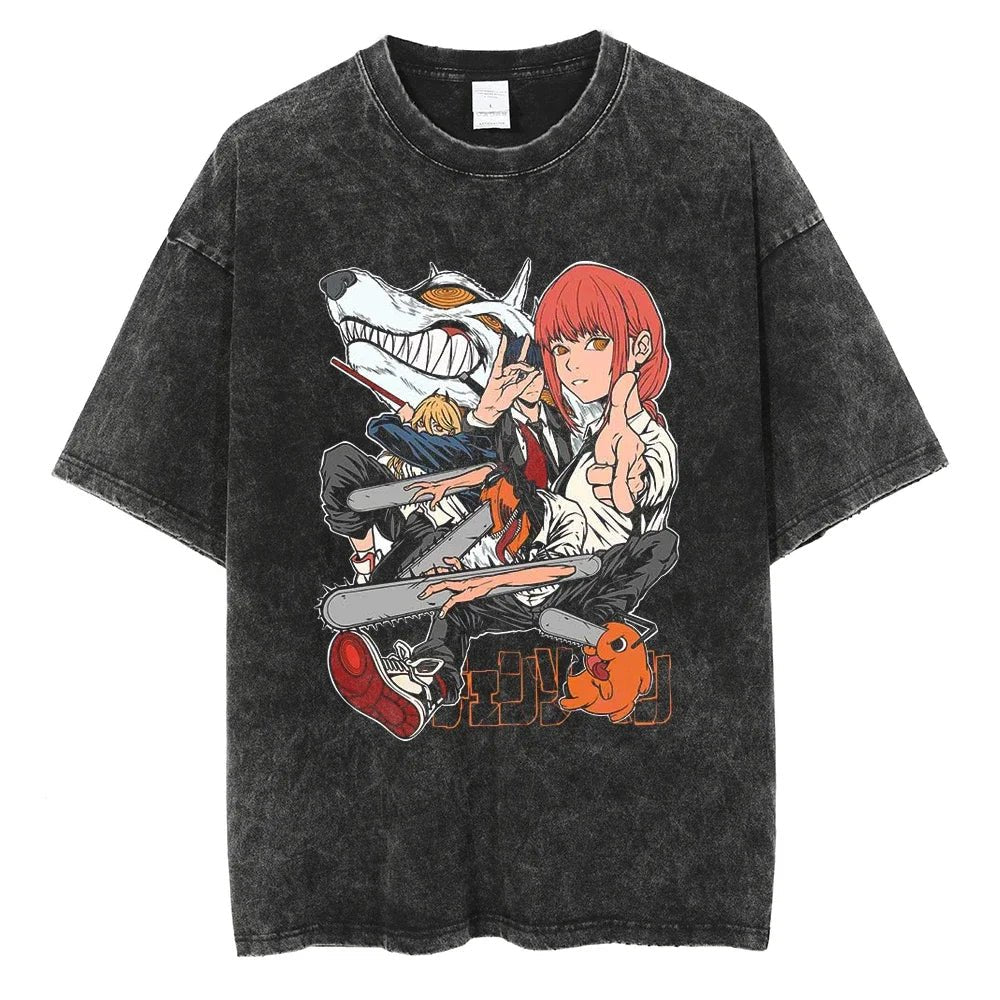 Vintage Makima Anime Graphic Tee for Men Streetwear Style - The Crew