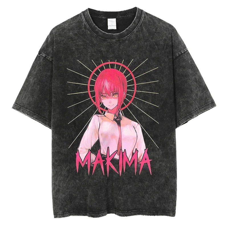 Vintage Makima Anime Graphic Tee for Men Streetwear Style - The Crew