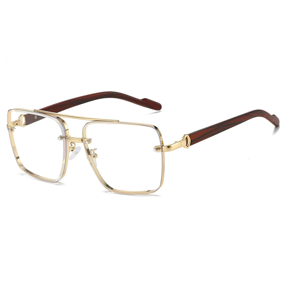 Women’s Retro Square Metal Double-Bridge Sunglasses