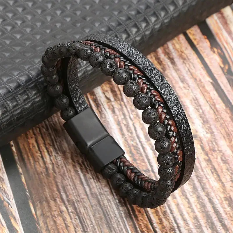 Classic Woven Leather Bracelet – Stylish & Durable – The Crew