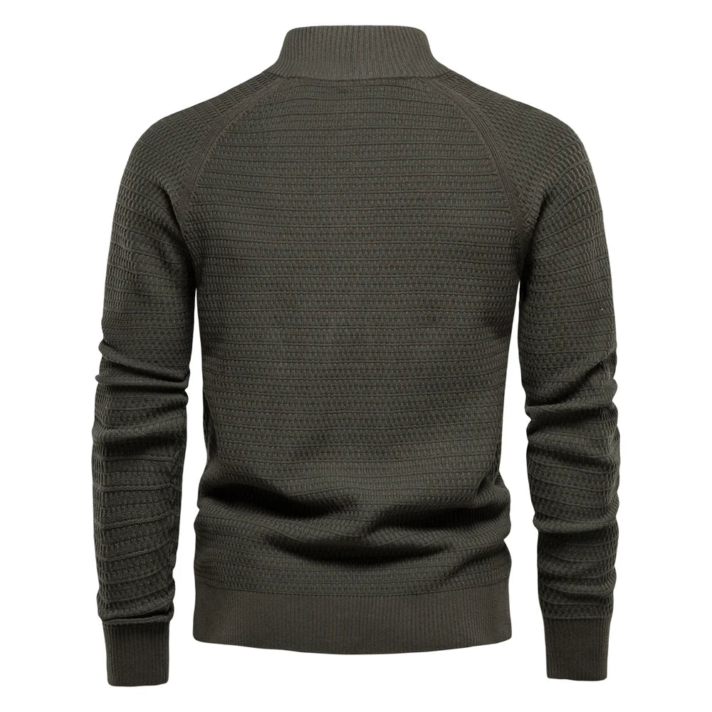 Men’s Olive Green Knit Cardigan Back View – The Crew