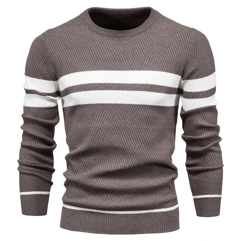 Brown Men’s Patchwork Knit Sweater – The Crew
