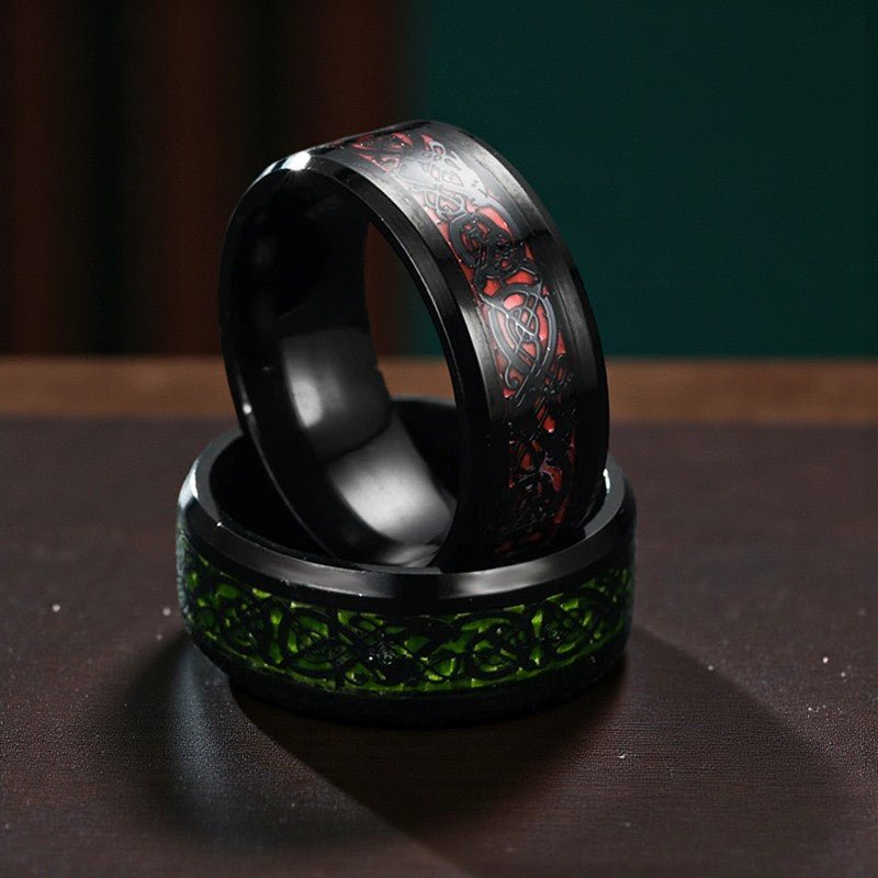 Men’s Dragon Ring Black Carbon Fiber Stainless Steel - The Crew