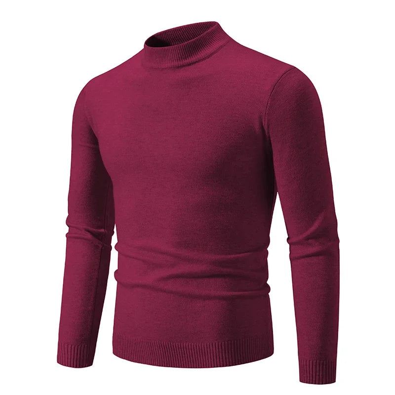 Burgundy Men’s Cozy Mock Neck Sweater – The Crew