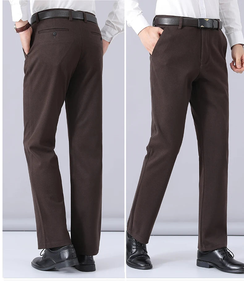 Men wearing brown wool pants back – The Crew