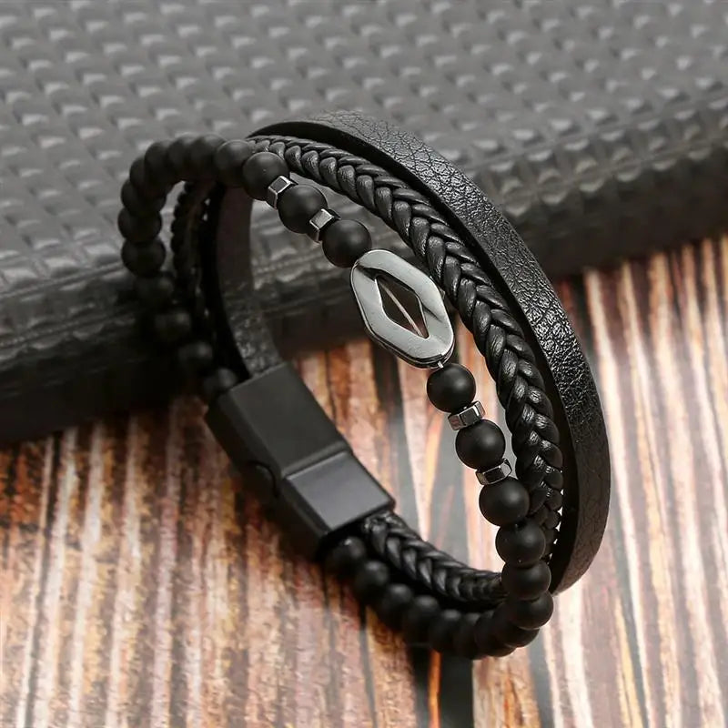 Classic Woven Leather Bracelet – Stylish & Durable – The Crew