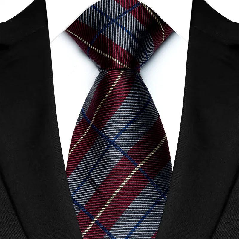 Men’s Red Blue Plaid Tie Jacquard – The Crew