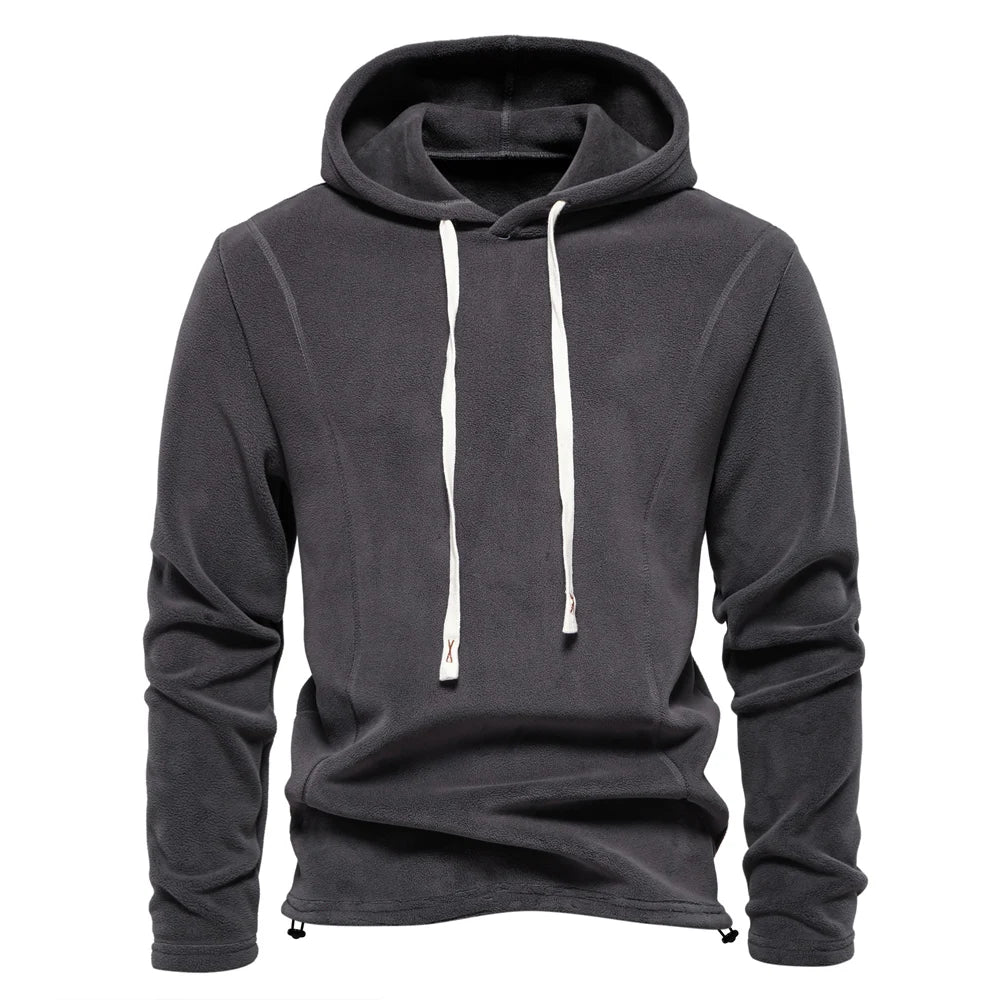 Charcoal gray fleece hoodie front view men – The Crew