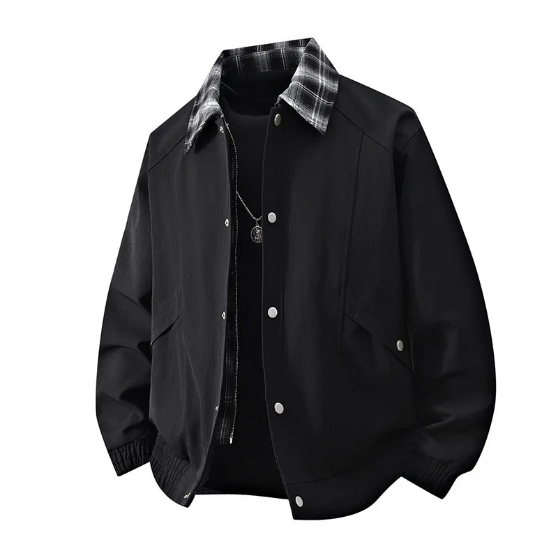 Men’s Retro Plaid Layered Jacket – Vintage Streetwear Style - The Crew