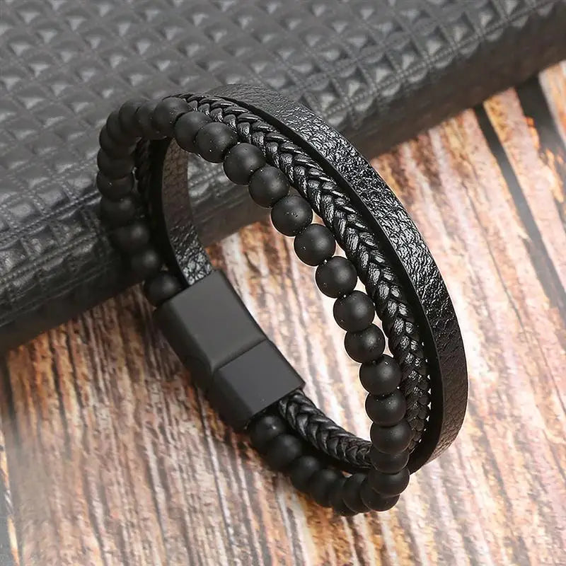Classic Woven Leather Bracelet – Stylish & Durable – The Crew