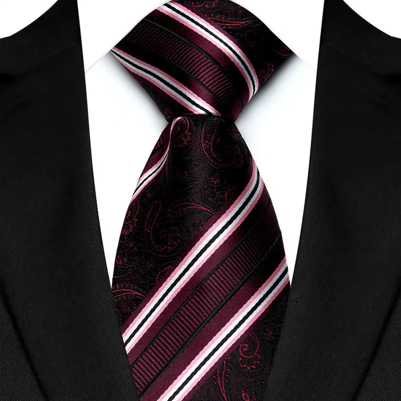 Men’s Red Black Striped Tie Modern – The Crew