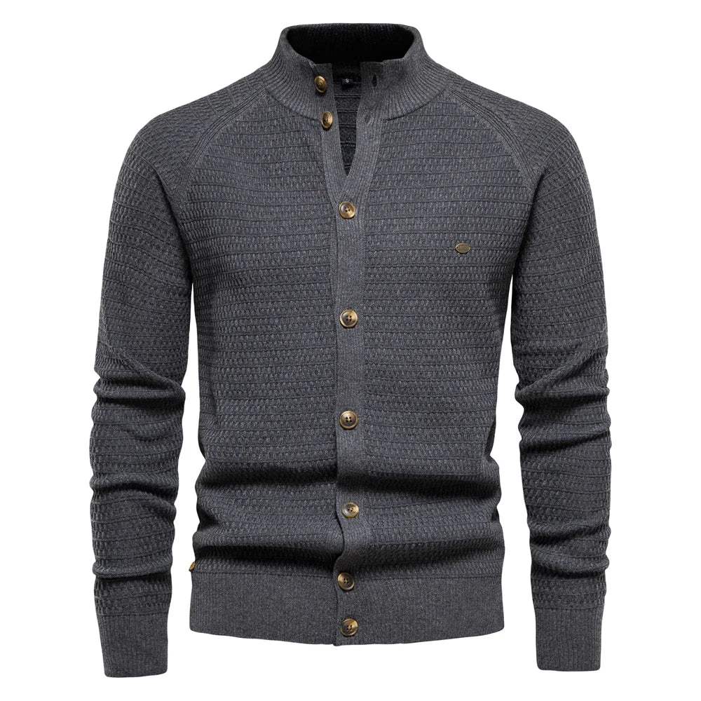Men’s Gray Cotton Knit Cardigan – The Crew